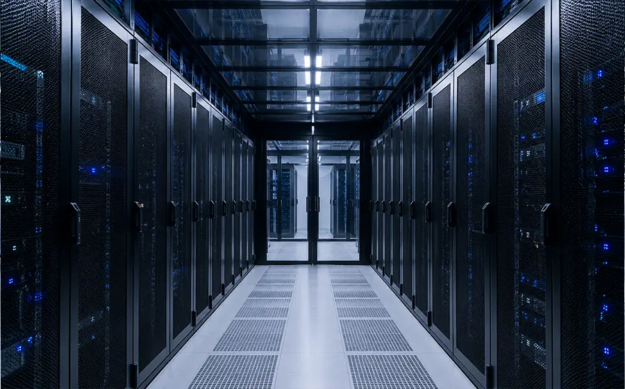 Ambiente de contenção hot aisle e cold aisle em data center