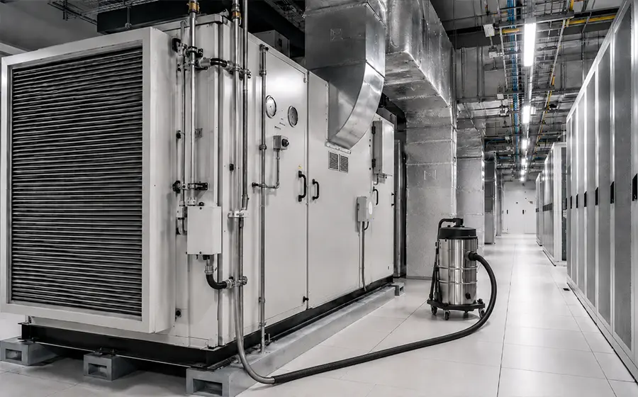 Descontaminação de sistemas HVAC e airflow em ambiente técnico pós-obra