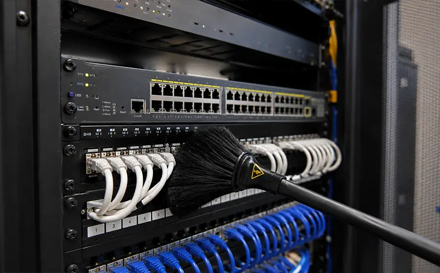 Limpeza ESD-safe de switches e equipamentos de rede