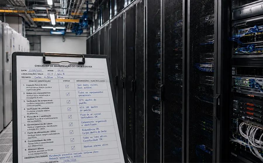 Manutenção preventiva e inspeção técnica em data center